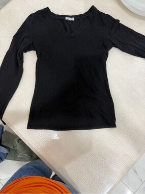 Heart Hips Black V-Neck Long Sleeve Tee